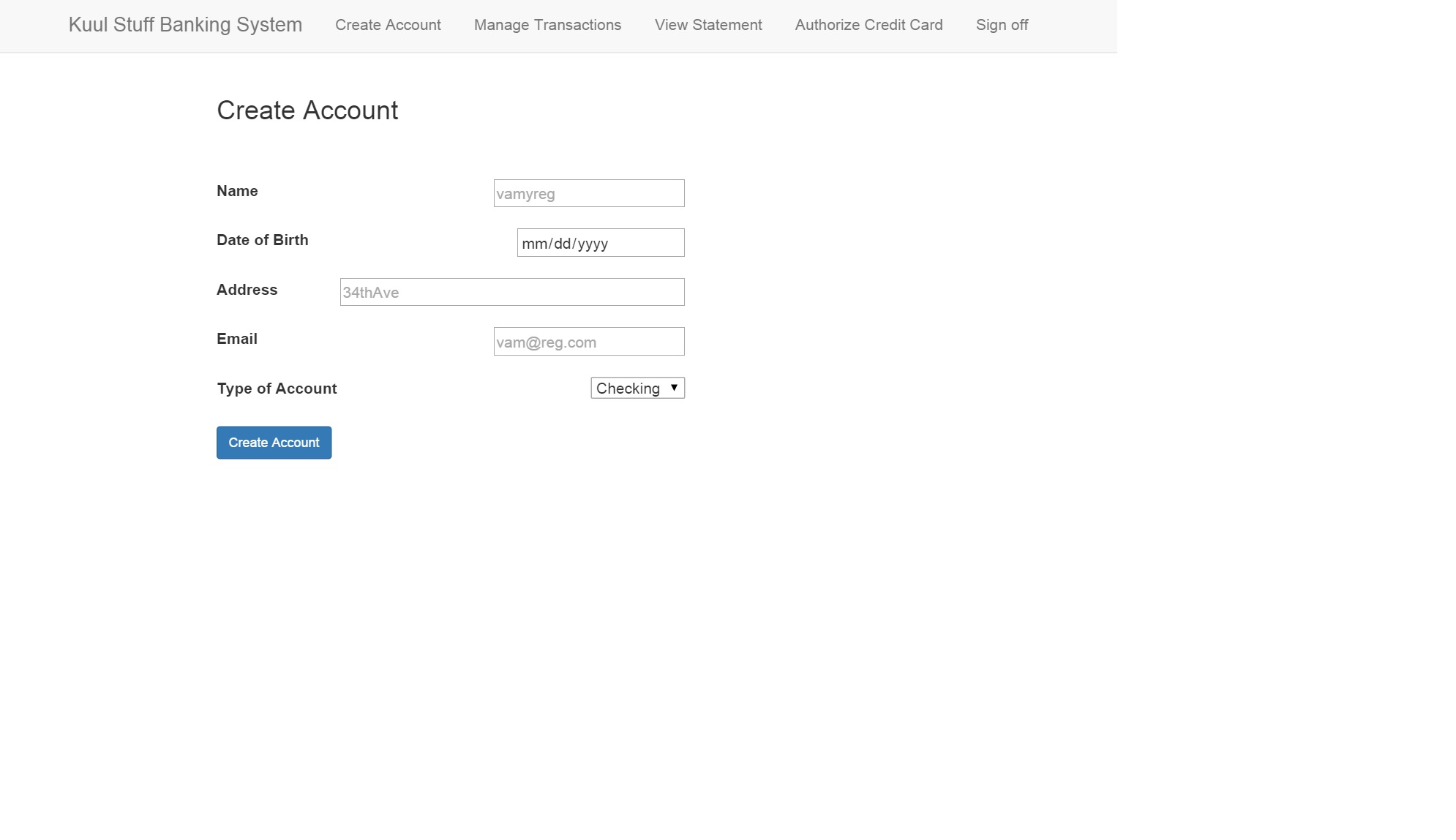 Create account